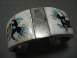 Heavy And Extremely Detailed Vintage Zuni Kachina Native American Jewelry Silver Turquoise Bracelet-Nativo Arts