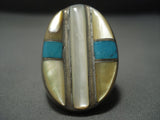 Heavy And Huge!! Vintage Navajo Blue Gem Turquoise Sterling Native American Jewelry Silver Ring Old-Nativo Arts