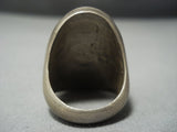 Heavy And Huge!! Vintage Navajo Blue Gem Turquoise Sterling Native American Jewelry Silver Ring Old-Nativo Arts