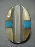 Heavy And Huge!! Vintage Navajo Blue Gem Turquoise Sterling Native American Jewelry Silver Ring Old-Nativo Arts