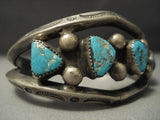 Heavy And Old Vintage Navajo Vibrant Turquoise Sterling Native American Jewelry Silver Bracelet-Nativo Arts