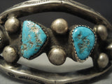 Heavy And Old Vintage Navajo Vibrant Turquoise Sterling Native American Jewelry Silver Bracelet-Nativo Arts