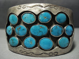 Heavy And Quality! Vintage Navajo 132 Grams Blue Gem Turquoise Native American Jewelry Silver Bracelet-Nativo Arts
