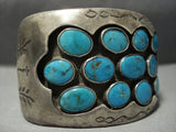 Heavy And Quality! Vintage Navajo 132 Grams Blue Gem Turquoise Native American Jewelry Silver Bracelet-Nativo Arts
