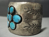 Heavy And Quality! Vintage Navajo 132 Grams Blue Gem Turquoise Native American Jewelry Silver Bracelet-Nativo Arts