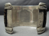 Heavy And Rare!! Vintage Native American Jewelry Navajo Turquoise Heishi Sterling Silver Cuff Bracelet-Nativo Arts