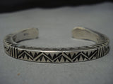Heavy And Thick!! Detailed Vintage Native American Jewelry Navajo Sterling Silver Bracelet-Nativo Arts