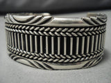Heavy And Thick!! Flashing Sterling Silver Vintage Native American Navajo Bracelet Old-Nativo Arts