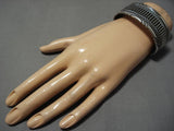 Heavy And Thick!! Flashing Sterling Silver Vintage Native American Navajo Bracelet Old-Nativo Arts