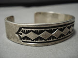 Heavy And Thick!! Hamd Hammered Vintage Native American Navajo Sterling Silver Bracelet Old-Nativo Arts