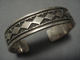 Heavy And Thick!! Hamd Hammered Vintage Native American Navajo Sterling Silver Bracelet Old-Nativo Arts