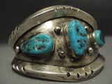 Heavy And Thick! Sterling Native American Jewelry Silver Vintage Navajo Turquoise Bracelet-Nativo Arts