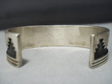 Heavy And Thick!! Vintage Native American Jewelry Navajo Turquoise Inlay Sterling Silver Pueblo Bracelet-Nativo Arts