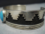 Heavy And Thick!! Vintage Native American Jewelry Navajo Turquoise Inlay Sterling Silver Pueblo Bracelet-Nativo Arts