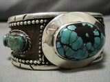 Heavy And Thick!! Vintage Native American Navajo Spiderweb Turquoise Stering Silver Bracelet Old-Nativo Arts