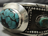 Heavy And Thick!! Vintage Native American Navajo Spiderweb Turquoise Stering Silver Bracelet Old-Nativo Arts