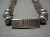 Heavy And Thick!! Vintage Native American Navajo Sterling Silver Bear Tubule Necklace Old-Nativo Arts
