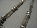 Heavy And Thick!! Vintage Native American Navajo Sterling Silver Bear Tubule Necklace Old-Nativo Arts
