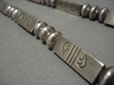 Heavy And Thick!! Vintage Native American Navajo Sterling Silver Bear Tubule Necklace Old-Nativo Arts