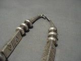 Heavy And Thick!! Vintage Native American Navajo Sterling Silver Bear Tubule Necklace Old-Nativo Arts