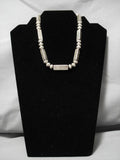 Heavy And Thick!! Vintage Native American Navajo Sterling Silver Bear Tubule Necklace Old-Nativo Arts
