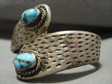 Heavy And Thick Vintage Navajo Bisbee Turquoise Native American Jewelry Silver Bracelet Old-Nativo Arts