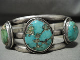 Heavy And Thick Vintage Navajo Royston Turquoise Native American Jewelry Silver Bracelet-Nativo Arts