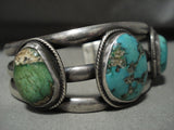 Heavy And Thick Vintage Navajo Royston Turquoise Native American Jewelry Silver Bracelet-Nativo Arts