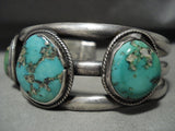 Heavy And Thick Vintage Navajo Royston Turquoise Native American Jewelry Silver Bracelet-Nativo Arts