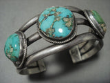 Heavy And Thick Vintage Navajo Royston Turquoise Native American Jewelry Silver Bracelet-Nativo Arts