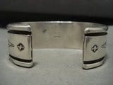 Heavy And Thick Vintage Navajo 'Squared Turquoise' Native American Jewelry Silver Bracelet Old-Nativo Arts
