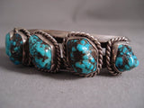 Heavy Chunk Turquoise Vintage Navajo Native American Jewelry Silver Bracelet Old-Nativo Arts
