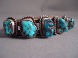 Heavy Chunk Turquoise Vintage Navajo Native American Jewelry Silver Bracelet Old-Nativo Arts