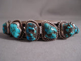 Heavy Chunk Turquoise Vintage Navajo Native American Jewelry Silver Bracelet Old-Nativo Arts