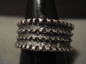 Heavy Detailed Thick Vintage Navajo Billie Native American Jewelry Silver Ring-Nativo Arts