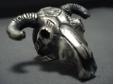 Heavy Heavy Exceptional Native American Jewelry Navajo Heavy Sterling Silver Cow Skull Ring-Nativo Arts