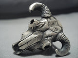 Heavy Heavy Exceptional Native American Jewelry Navajo Heavy Sterling Silver Cow Skull Ring-Nativo Arts