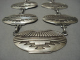 Heavy Huge!! Vintage Native American Navajo Sterling Silver Pottery Necklace Old-Nativo Arts