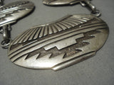 Heavy Huge!! Vintage Native American Navajo Sterling Silver Pottery Necklace Old-Nativo Arts