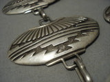 Heavy Huge!! Vintage Native American Navajo Sterling Silver Pottery Necklace Old-Nativo Arts