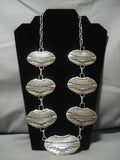 Heavy Huge!! Vintage Native American Navajo Sterling Silver Pottery Necklace Old-Nativo Arts