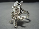 Heavy Huge Vintage Navajo Sterling Silver Toad Native American Jewelry Ring Old-Nativo Arts