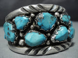 Heavy Important!! Vintage Native American Jewelry Zuni Turquoise Sterling Silver Cuff Bracelet-Nativo Arts