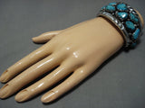Heavy Important!! Vintage Native American Jewelry Zuni Turquoise Sterling Silver Cuff Bracelet-Nativo Arts