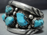Heavy Important!! Vintage Native American Jewelry Zuni Turquoise Sterling Silver Cuff Bracelet-Nativo Arts