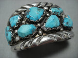 Heavy Important!! Vintage Native American Jewelry Zuni Turquoise Sterling Silver Cuff Bracelet-Nativo Arts
