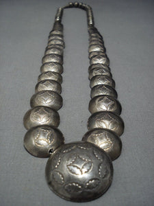 Heavy Old Vintage Navajo Sterling Silver Necklace Old-Nativo Arts