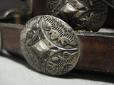 Heavy Patina/tarnish Hand Hammered Vintage Navajo Sterling Native American Jewelry Silver Concho Belt-Nativo Arts