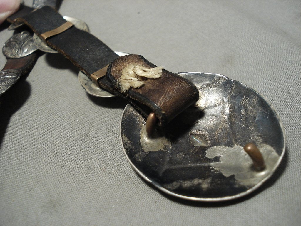 Heavy Patina/tarnish Hand Hammered Vintage Navajo Sterling  display picture 3