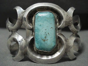 Heavy Sterling Thorn Vintage Navajo Carico Lake Turquoise Native American Jewelry Silver Bracelet-Nativo Arts